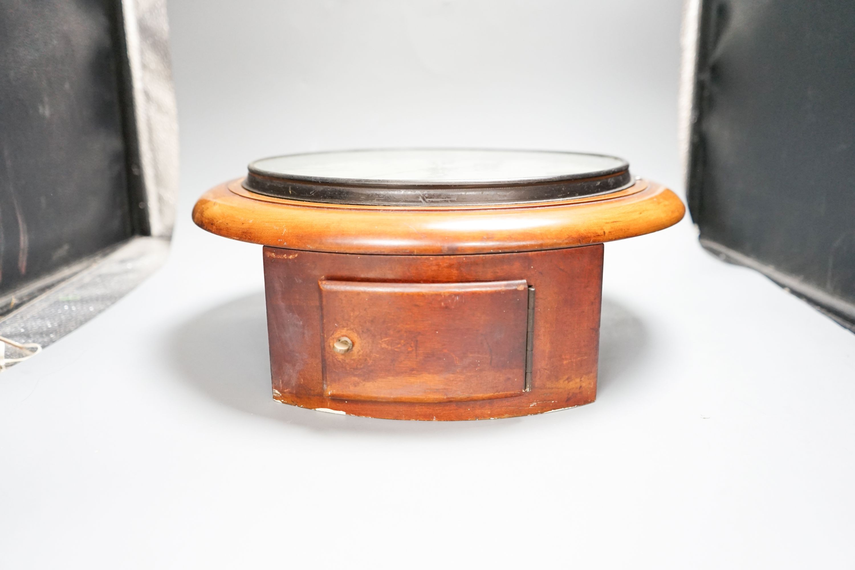 An early 20th century mahogany wall dial timepiece, Halfhide Wimbledon, German movement, 39.5 cm diameter